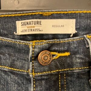 Signature by Levi Strauss Dark Blue Straight Jeans denim